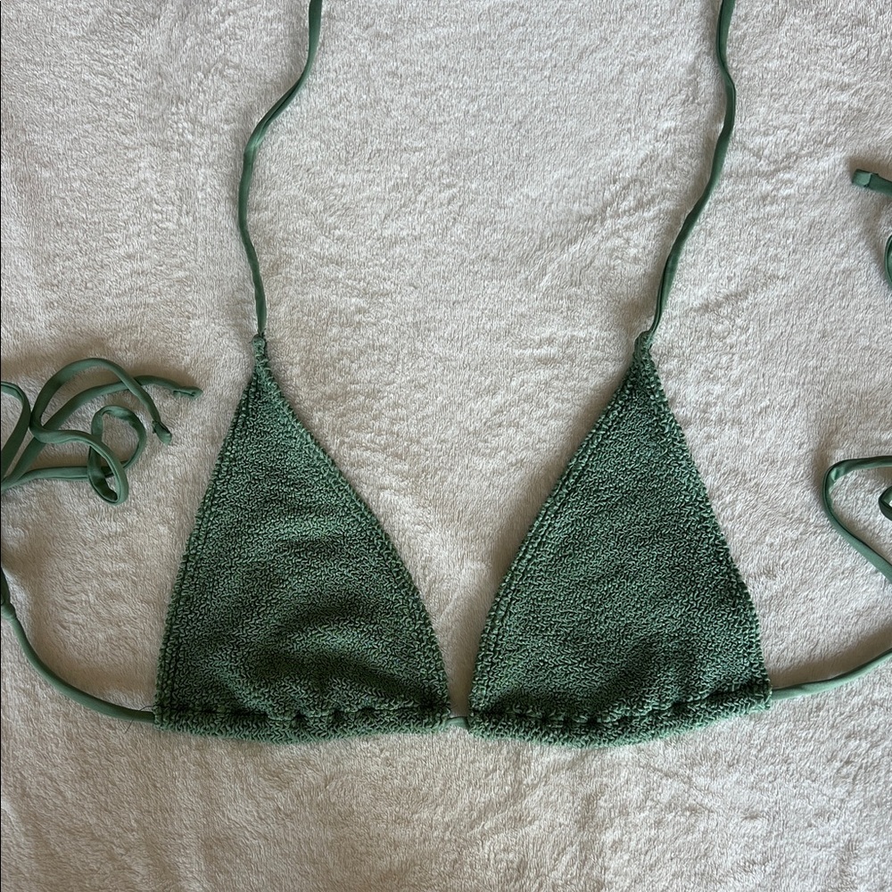 ASOS Green Textured Bikini Top